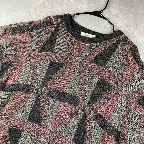 Jantzen Other - Vintage Jantzen Sweater Men XL Colorful Geometric Knit Crew Pullover Made in USA